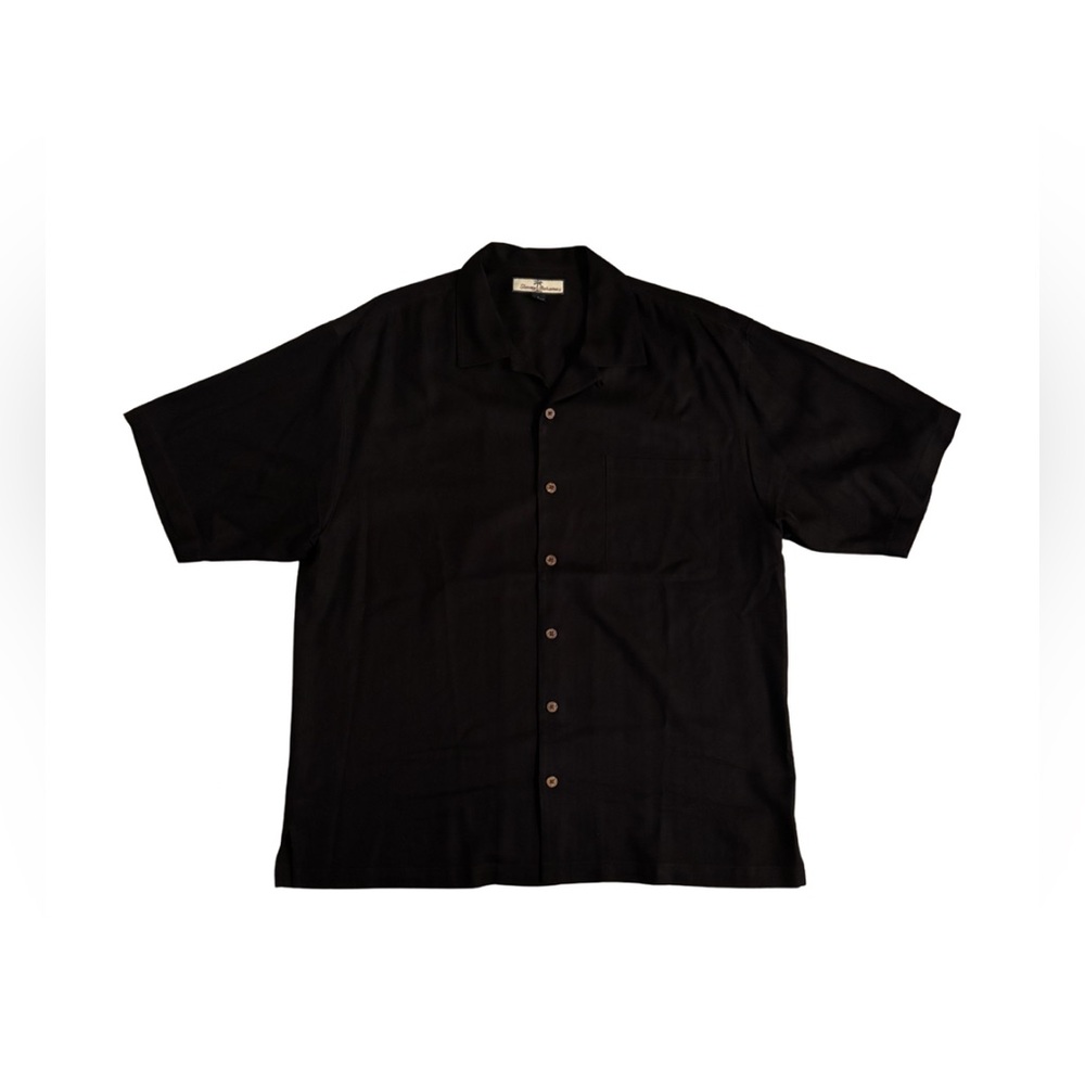 Black Men's Short-Sleeve Button-Up Shirt